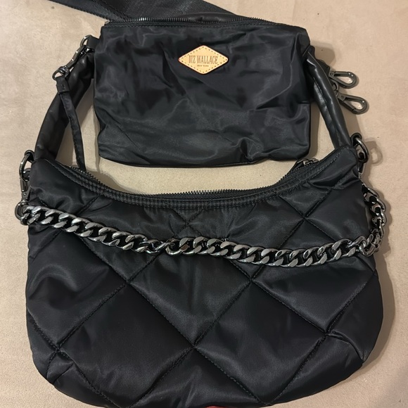 MZ Wallace Small Quilted Bowery Shoulder Bag-Black, EUC - Picture 7 of 12